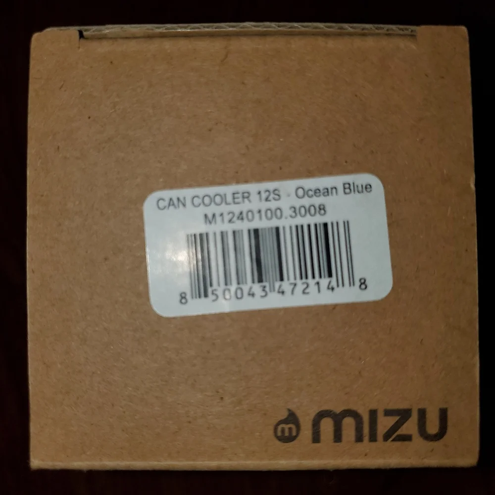 NIB Mizu Ocean Blue Stainless Steel 12oz Slim Can Cooler Vacuum Insulated